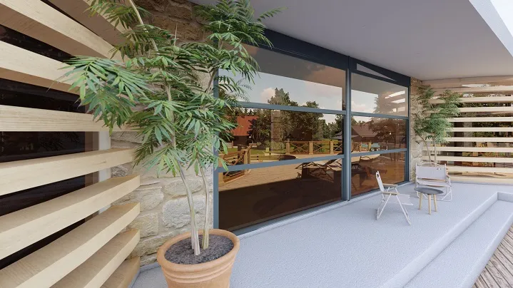 Panorama-raam toegepast in een vakantiehuis